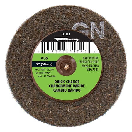 Forney Quick Change Sanding Disc, 2 in, 36 Grit 71743